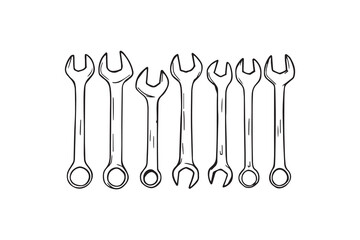 Wrench set line art