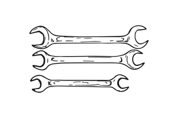 Wrench set line art