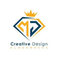 Luxury Initial Letter Monogram in Pentagon Diamond Shape with Royal Crown for Premium Branding & High-End Logo Design
