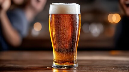 Refreshing Glass of Beer on Rustic Wooden Table in Cozy Atmosphere