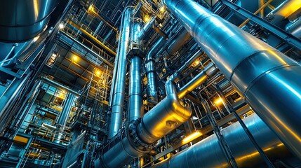 Close-up of modern industrial architecture, showcasing sleek lines and innovative design 