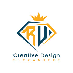 Luxury Initial Letter Monogram in Pentagon Diamond Shape with Royal Crown for Premium Branding & High-End Logo Design
