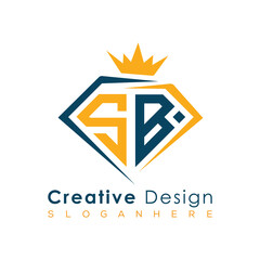 Luxury Initial Letter Monogram in Pentagon Diamond Shape with Royal Crown for Premium Branding & High-End Logo Design
