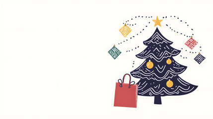 Fototapeta premium christmas, tree, holiday, card, decoration, celebration, winter, xmas, star, christmas tree, illustration, season, fir, vector, snow, new, year, design, merry, december, greeting, green, art, color, s