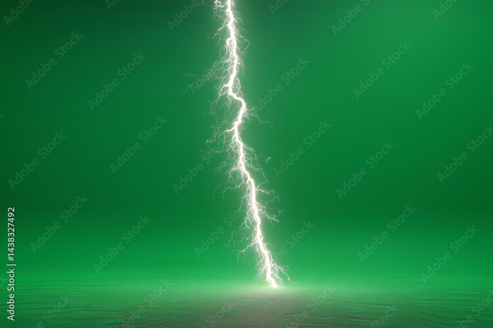Aufkleber realistic lightning bolt flashing with glow effect on green screen background, perfect for visual ef