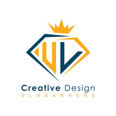 Luxury Initial Letter Monogram in Pentagon Diamond Shape with Royal Crown for Premium Branding & High-End Logo Design
