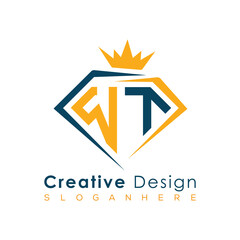 Luxury Initial Letter Monogram in Pentagon Diamond Shape with Royal Crown for Premium Branding & High-End Logo Design