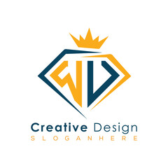 Luxury Initial Letter Monogram in Pentagon Diamond Shape with Royal Crown for Premium Branding & High-End Logo Design