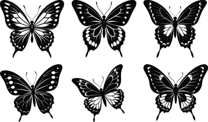 Flying Butterfly Silhouette vector illustration