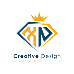 Luxury Initial Letter Monogram in Pentagon Diamond Shape with Royal Crown for Premium Branding & High-End Logo Design