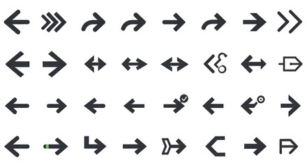 Naklejka premium Collection of Arrow Icons Pointing Directions for Navigation and User Interface