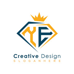 Luxury Initial Letter Monogram in Pentagon Diamond Shape with Royal Crown for Premium Branding & High-End Logo Design