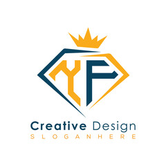 Fototapeta premium Luxury Initial Letter Monogram in Pentagon Diamond Shape with Royal Crown for Premium Branding & High-End Logo Design