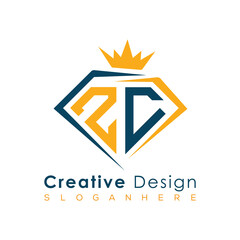 Luxury Initial Letter Monogram in Pentagon Diamond Shape with Royal Crown for Premium Branding & High-End Logo Design