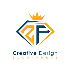 Luxury Initial Letter Monogram in Pentagon Diamond Shape with Royal Crown for Premium Branding & High-End Logo Design