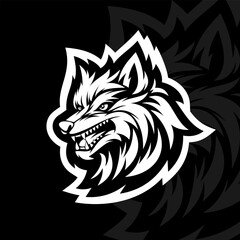 Angry wolf mascot esport logo illustration