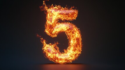 Fiery number five, dark background, abstract design, website banner (2)