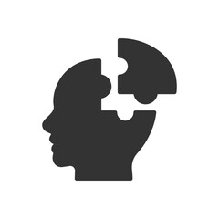 Human head with missing puzzle pieces. Representing a concept of problem solving, creativity, and cognitive function. Ideal for educational materials, business presentations, and psychological themes.
