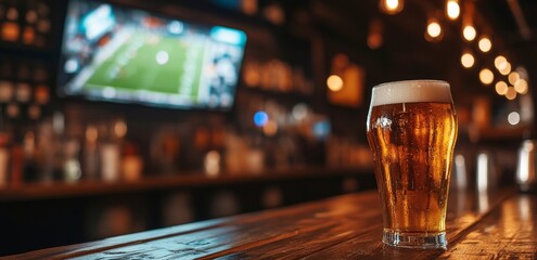 Cold Beer on a Wooden Bar