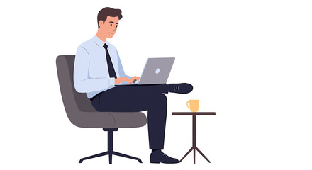 Man working on a laptop in a chair