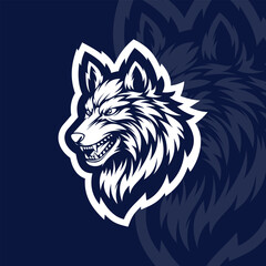 Angry wolf head mascot esport logo
