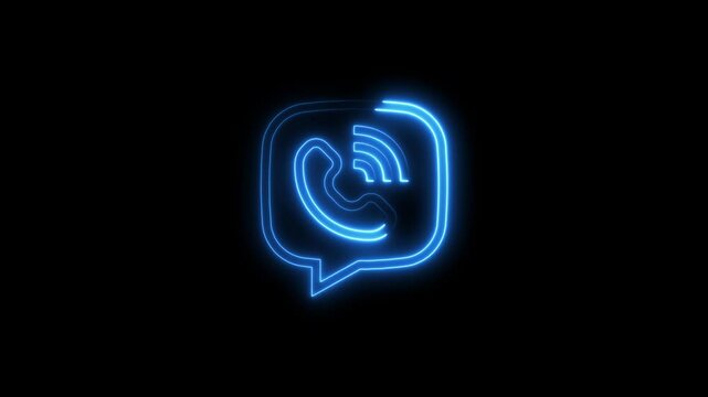 Viber neon icon animation on black background for social media design