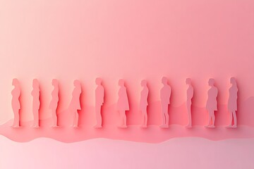 Pastel Paper People Silhouettes Diverse Group Waiting Calmly