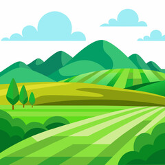 Fototapeta premium Landscape with green hills and Blu sky