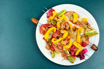 Vegetable rhubarb kebab.