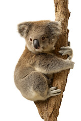 Obraz premium Adorable Koala Bear Cub Climbing a Tree Branch