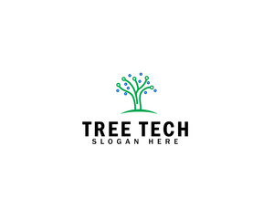 Tech tree logo conception network technology vector image