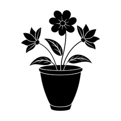 Flower Pot Silhouette vector illustration