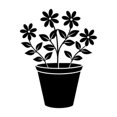Flower Pot Silhouette vector illustration
