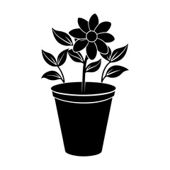 Flower Pot Silhouette vector illustration