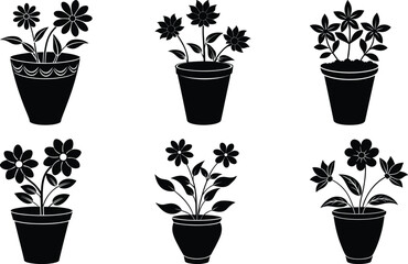 Flower Pot Silhouette vector illustration