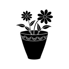 Flower Pot Silhouette vector illustration