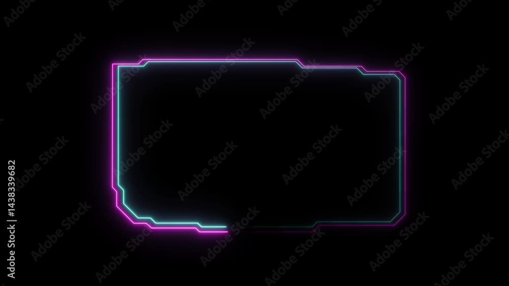Poster digital hud futuristic motion graphic element cyber generated background. neon glowing technology ho