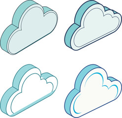 Minimalist cloud icon with soft gradients. 3D cloud vector design. Modern pastel blue cloud illustration.