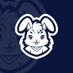 Rabbit head mascot esport logo design illustration