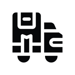 delivery truck glyph icon. Strong and solid vector icon for websites, mobile interfaces, presentations, and visual branding. High quality and easy to edit.