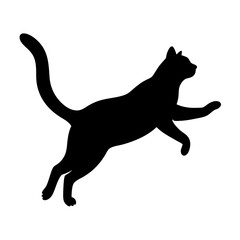 Silhouette of a cat on white background