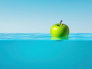 A single fresh fruit floating in clear water, highlighting purity and natural simplicity