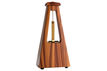 Elegant wooden metronome designed for musical accuracy isolated on a transparent background