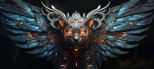 demon Garuda liger shaped constellation, ai generative