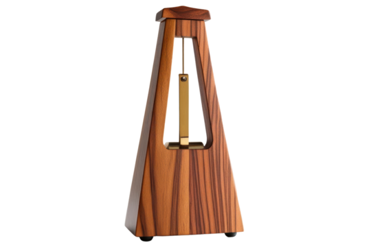 Elegant wooden metronome designed for musical accuracy isolated on a transparent background