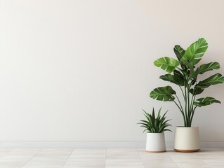 Fototapeta premium Modern interior design with small plantbased elements, minimalist natural aesthetics