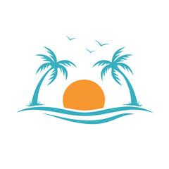 Obraz premium Minimalistic Sunset Beach vector Artwork.