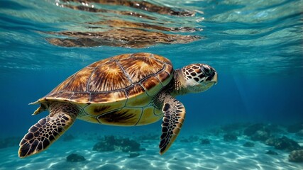 Fototapeta premium turtle swimming in the ocean, Generative Ai