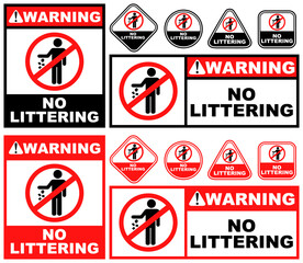 Set Collections no littering hat warning sign template design vector illustration