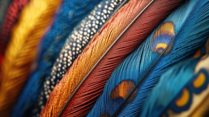 A close-up of a beautiful peacock feather, vibrant colors, delicate patterns, nature is artistry